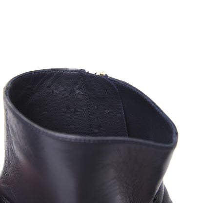 Chanel Lambskin Double Stack Chain Cap Toe Boots 39 Navy 12 of 15