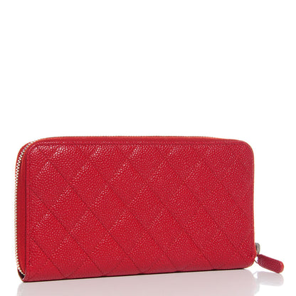 Chanel Caviar Quilted Large Gusset Zip Around Wallet Red 3 of 7
