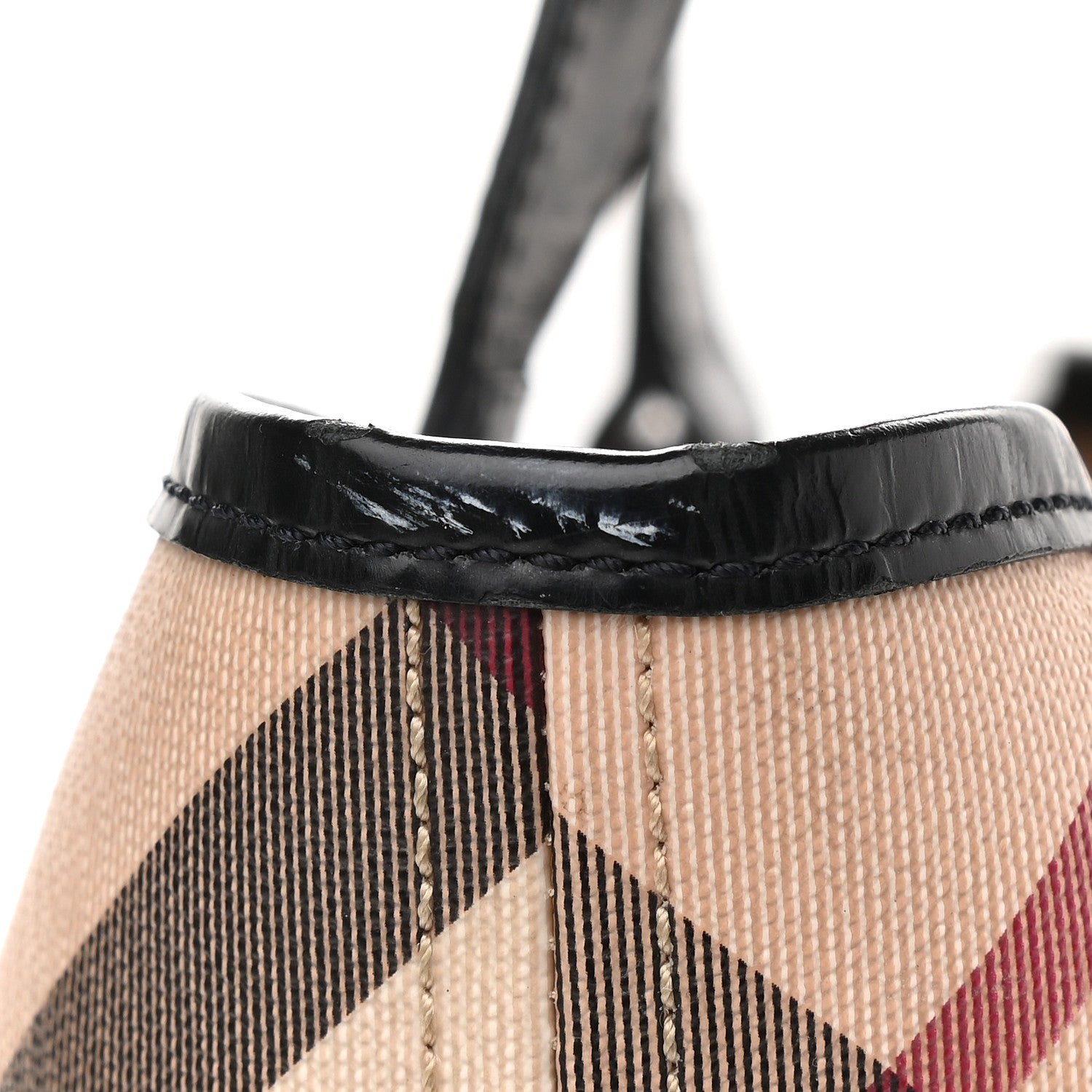 Burberry Patent Trim Nova Check Tote Black 11 of 12