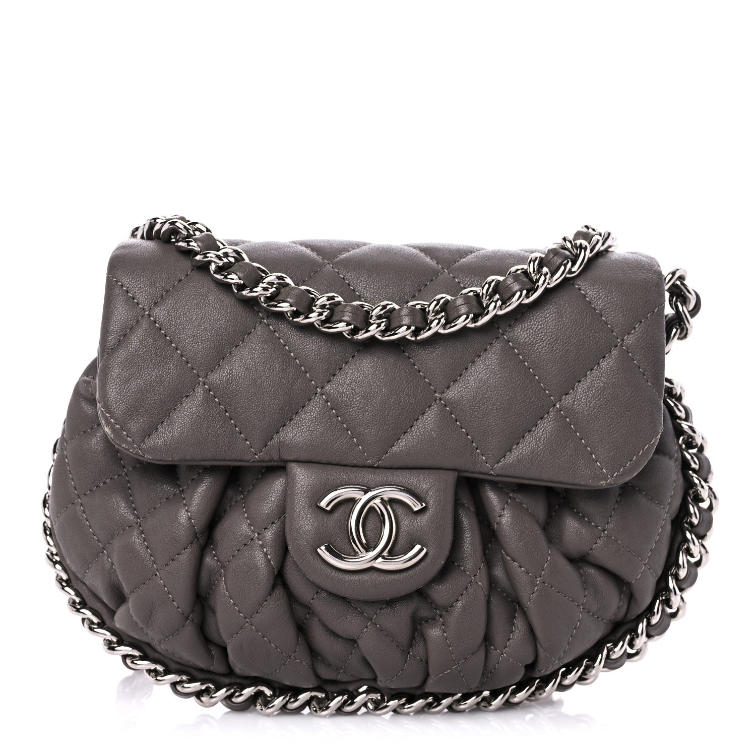 Chanel Washed Lambskin Quilted Mini Chain Around Flap Taupe 1 of 19
