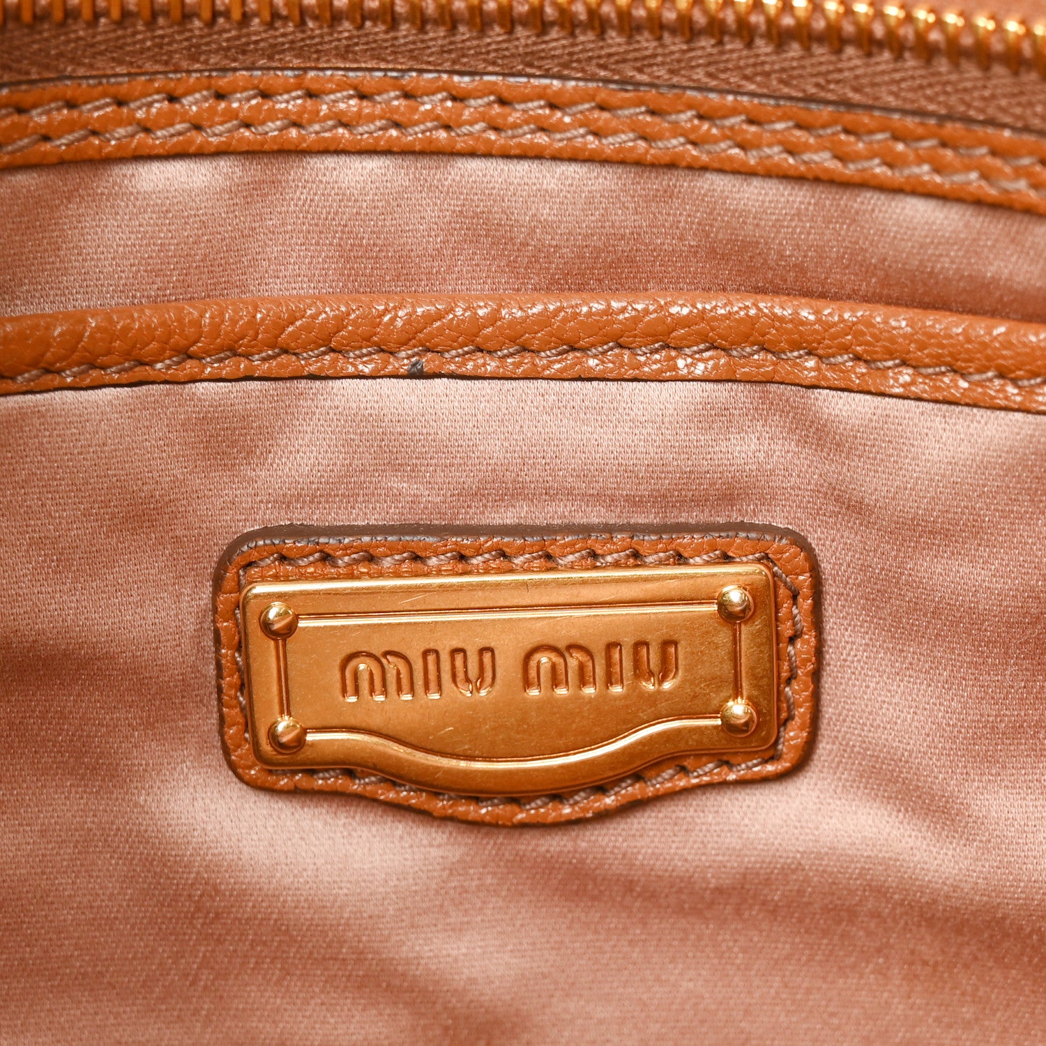 Miu Miu Goatskin Madras Bauletto Cuoio 6 of 9