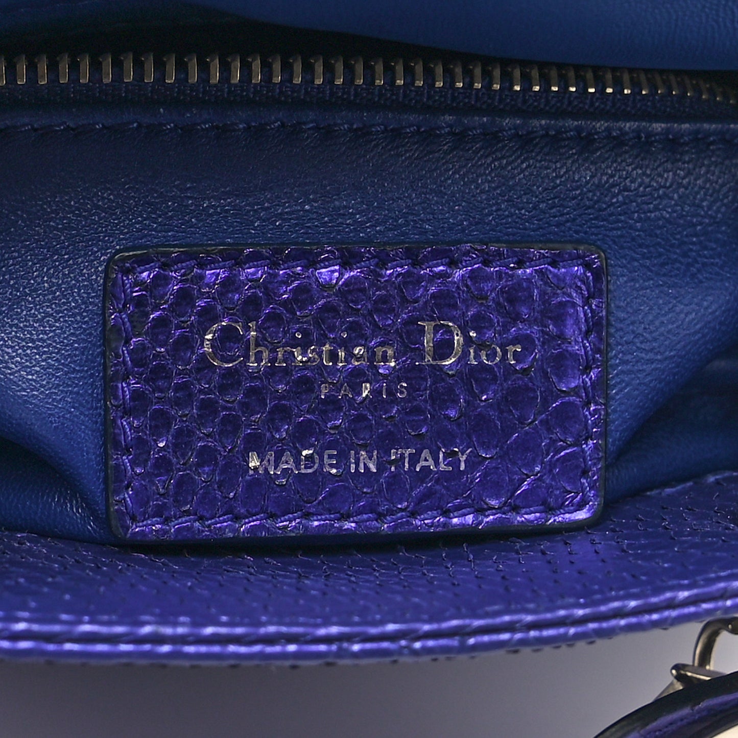 Metallic Snakeskin Mini Lady Dior Purple