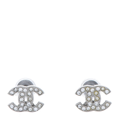 Chanel Crystal Timeless CC Earrings Silver 1 of 4
