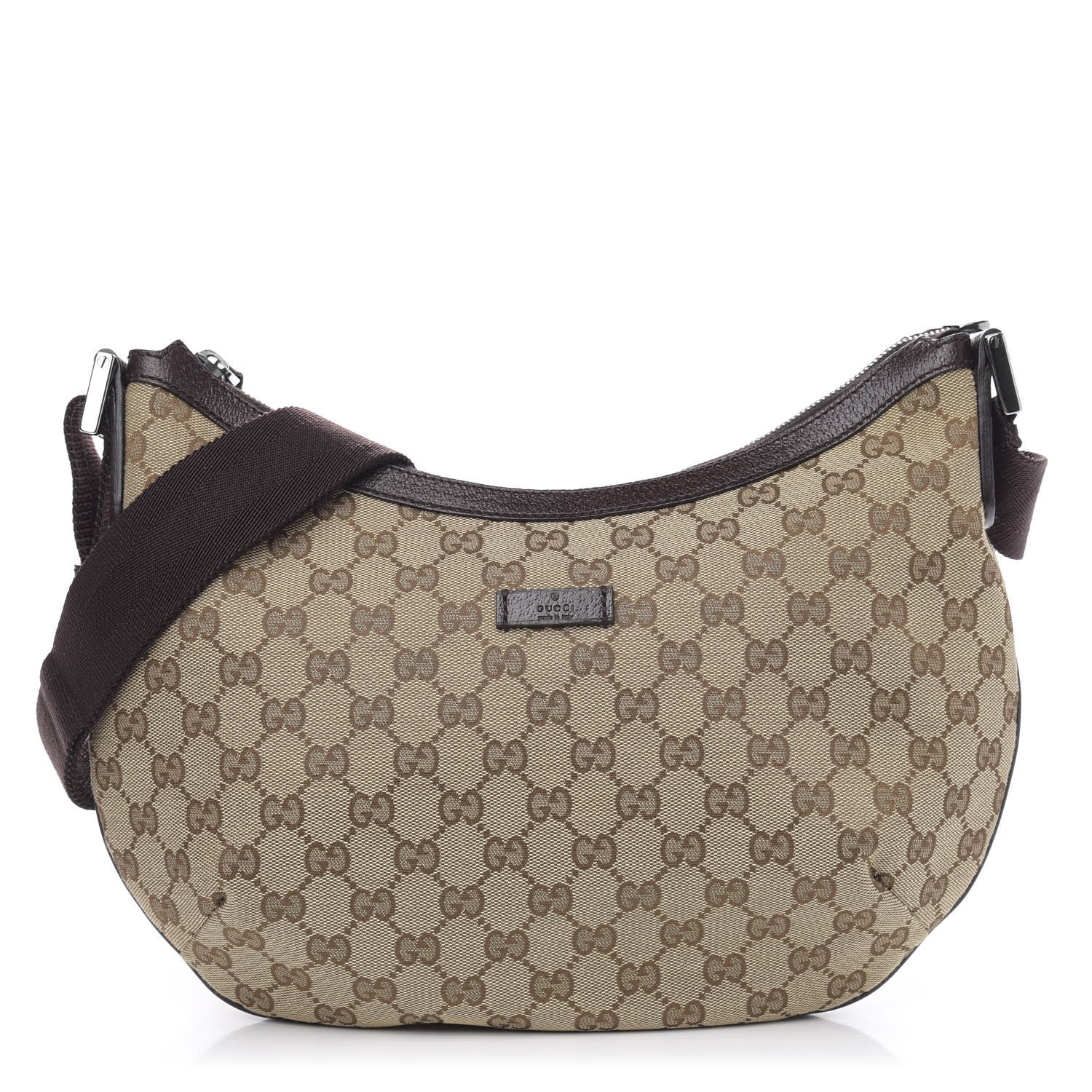 Gucci Monogram Medium Half Moon Hobo Dark Brown 1 of 12