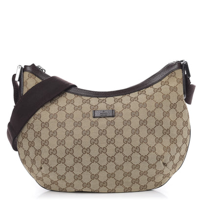 Gucci Monogram Medium Half Moon Hobo Dark Brown 1 of 12