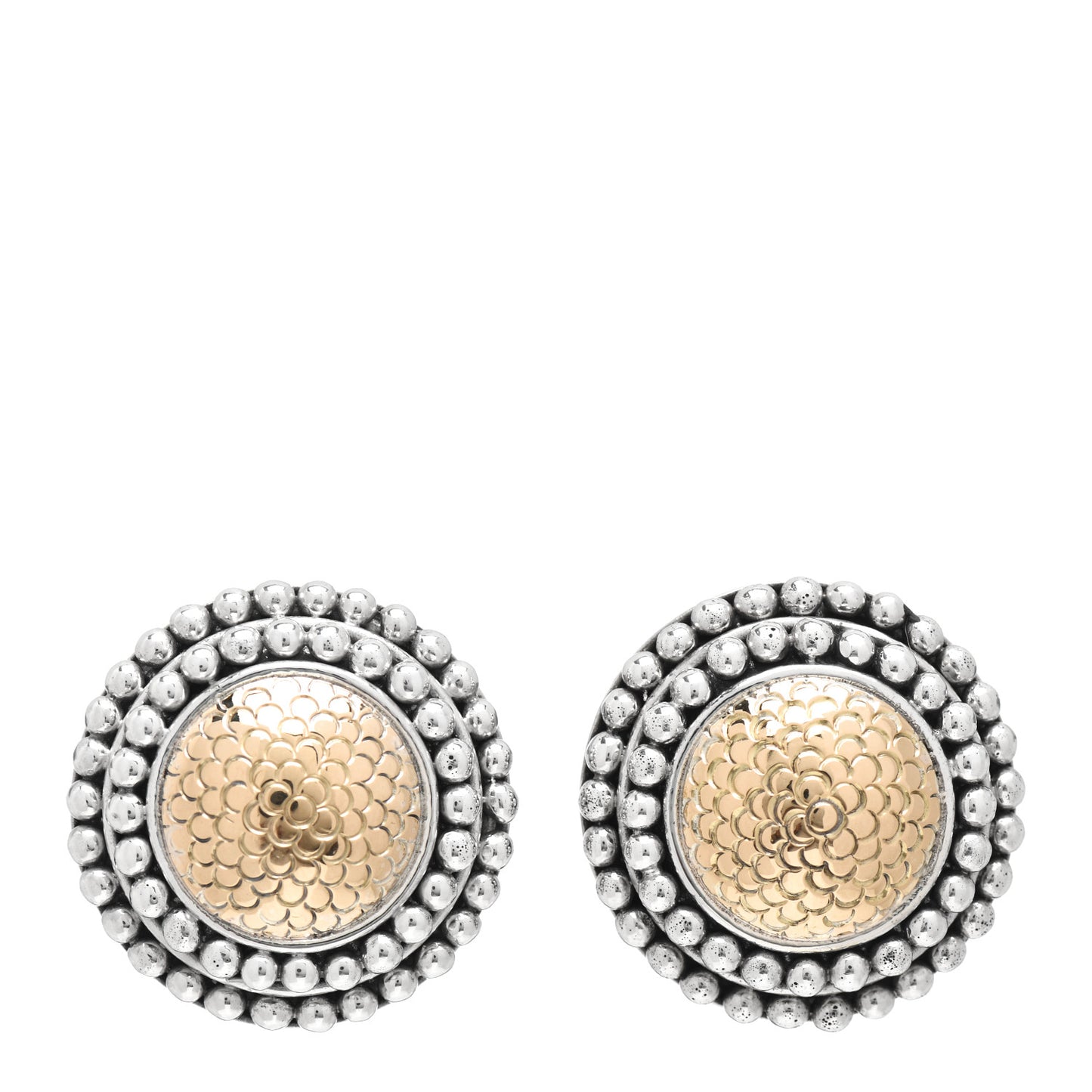 Sterling Silver 18K Yellow Gold Hammered Disc Earrings