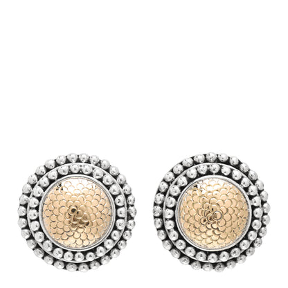 John Hardy Sterling Silver 18K Yellow Gold Hammered Disc Earrings 1 of 4