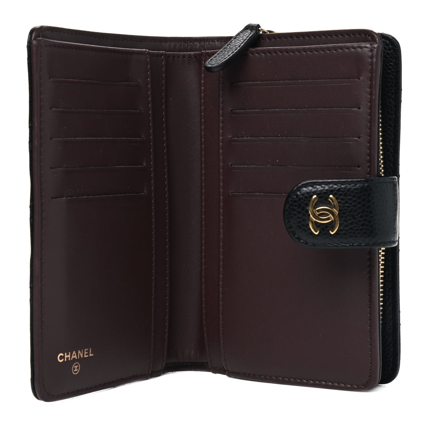 Caviar Quilted Zipped Pocket Wallet Black