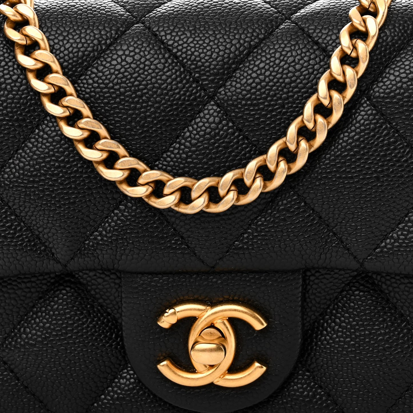 Caviar Quilted Mini Sweetheart Rectangular Flap Black