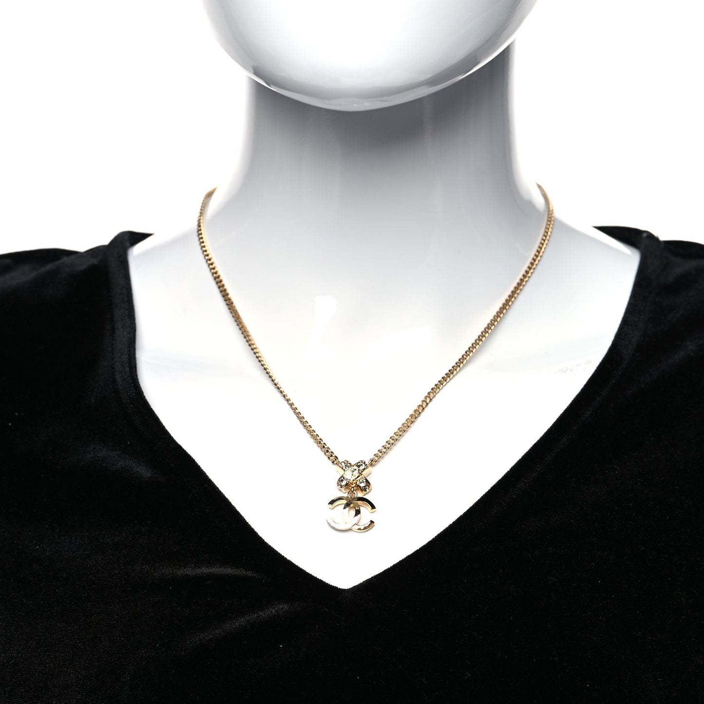Metal Crystal CC Cross Pendant Necklace Gold