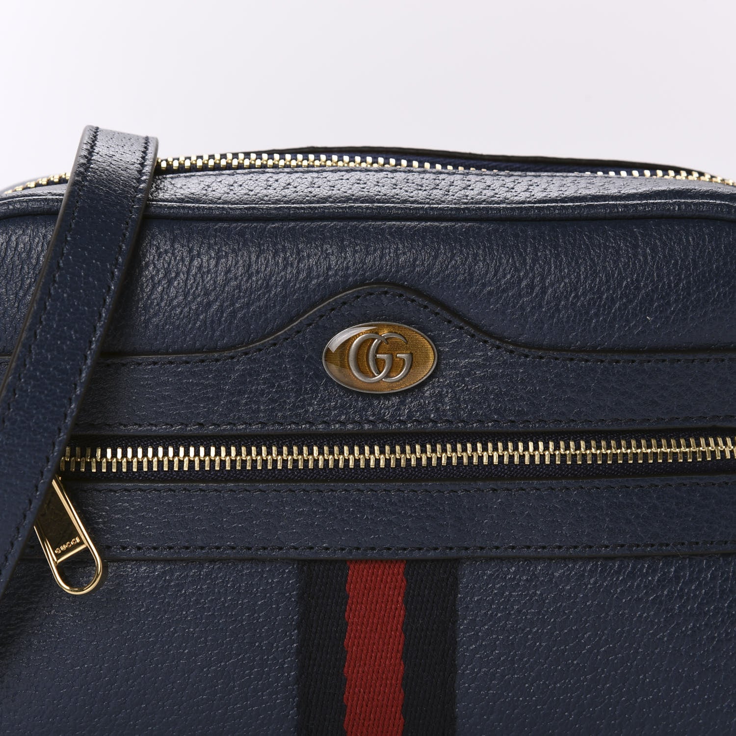 Gucci Textured Calfskin Web Mini Ophidia Shoulder Bag Blue Agata 10 of 11