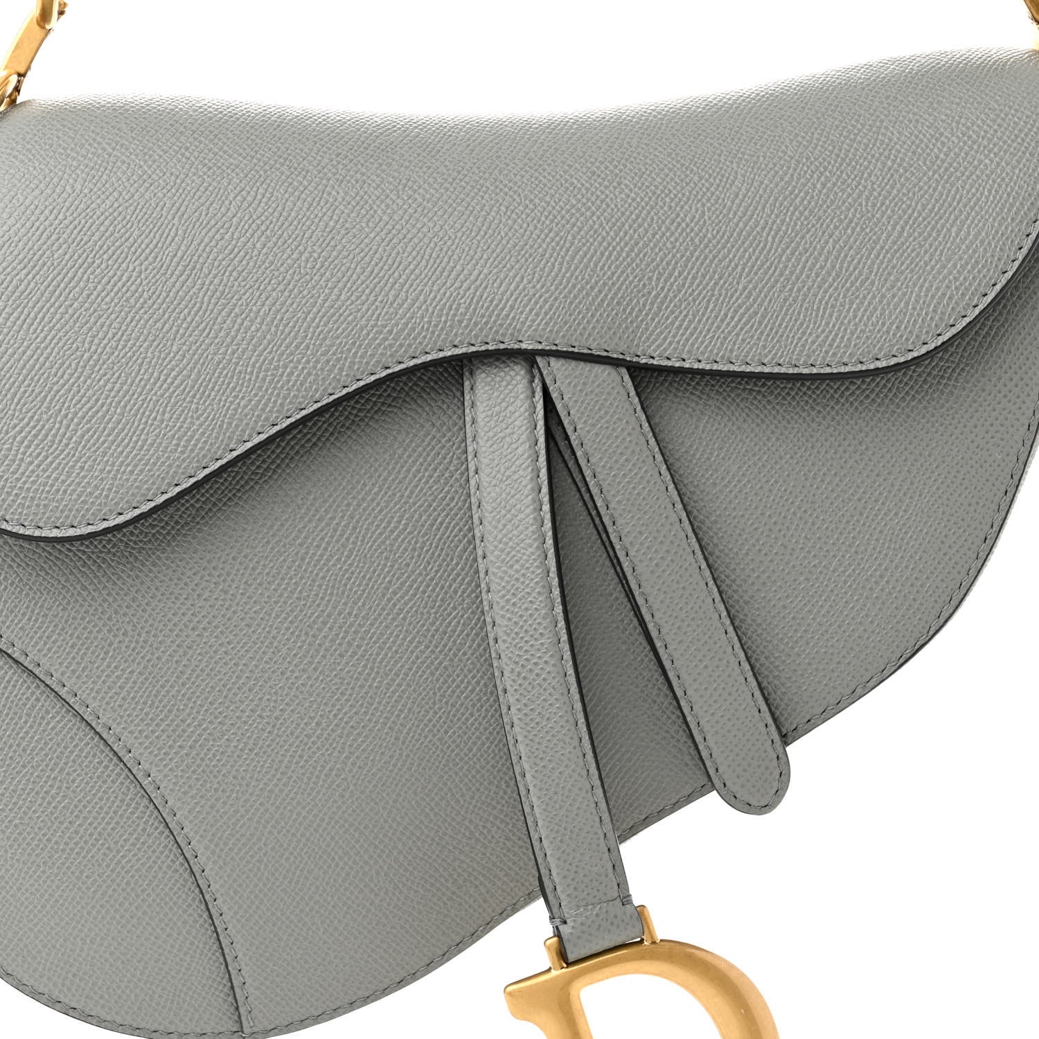 Christian Dior Grained Calfskin Saddle Bag Grey Stone 8 of 10