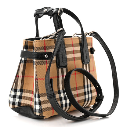 Burberry Goatskin Vintage Check Small Banner Tote Black 3 of 10