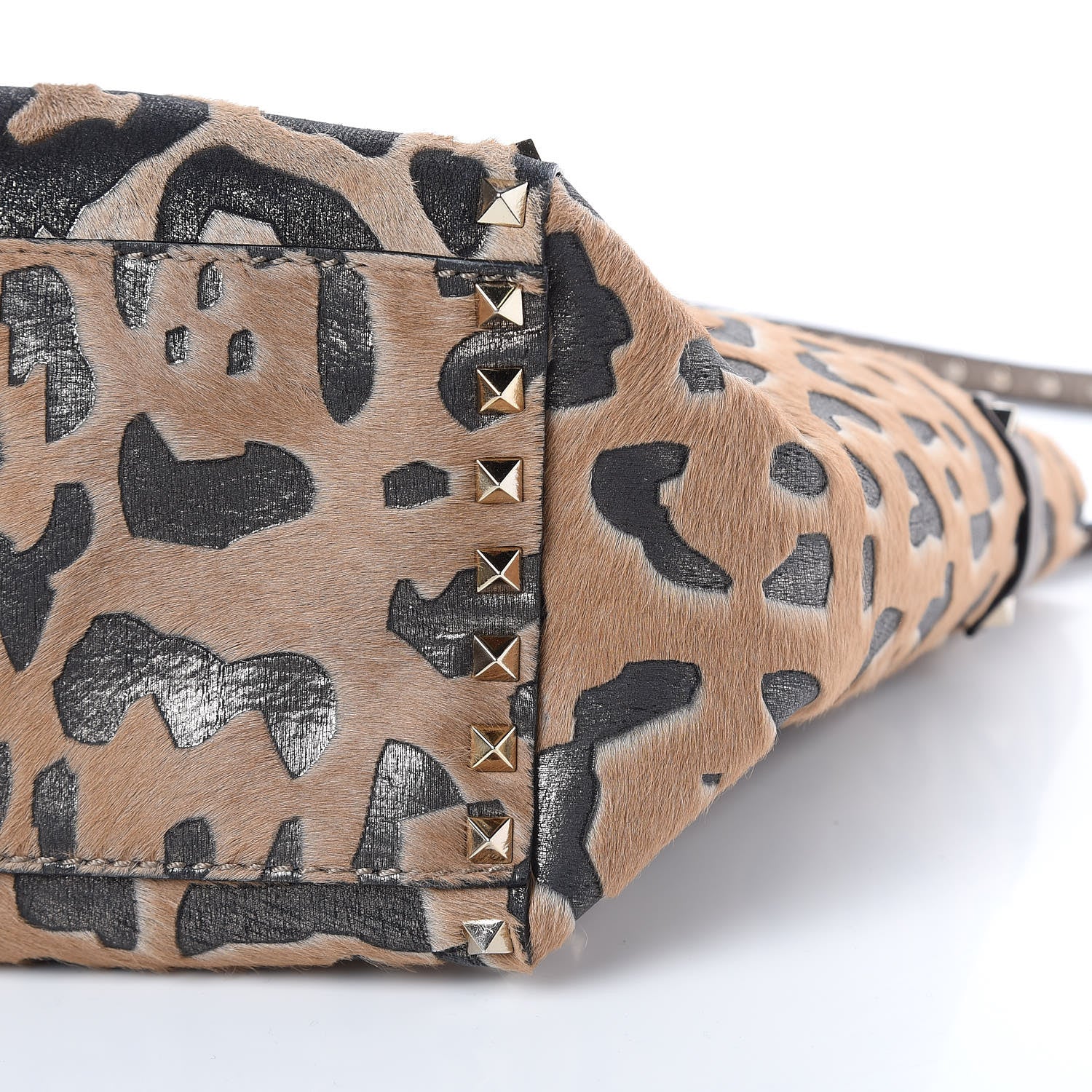 Valentino Garavani Calf Hair Leopard Print Rockstud Double Handle Tote 9 of 13