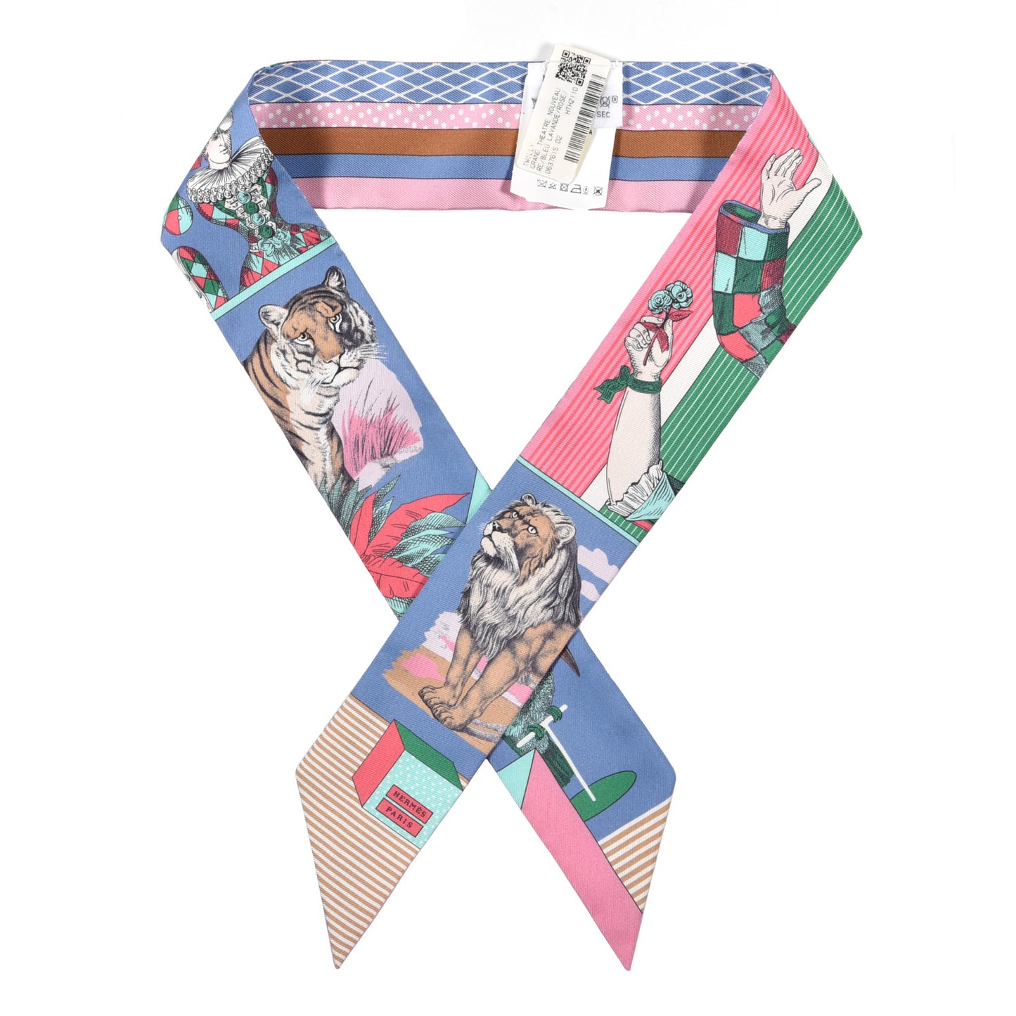 Silk Twilly Grand Theatre Nouveau Bleu Lavande Rose Vert