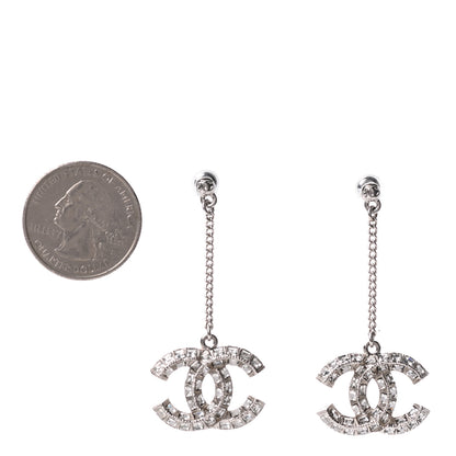 Chanel Baguette Crystal CC Drop Earrings Silver 2 of 4