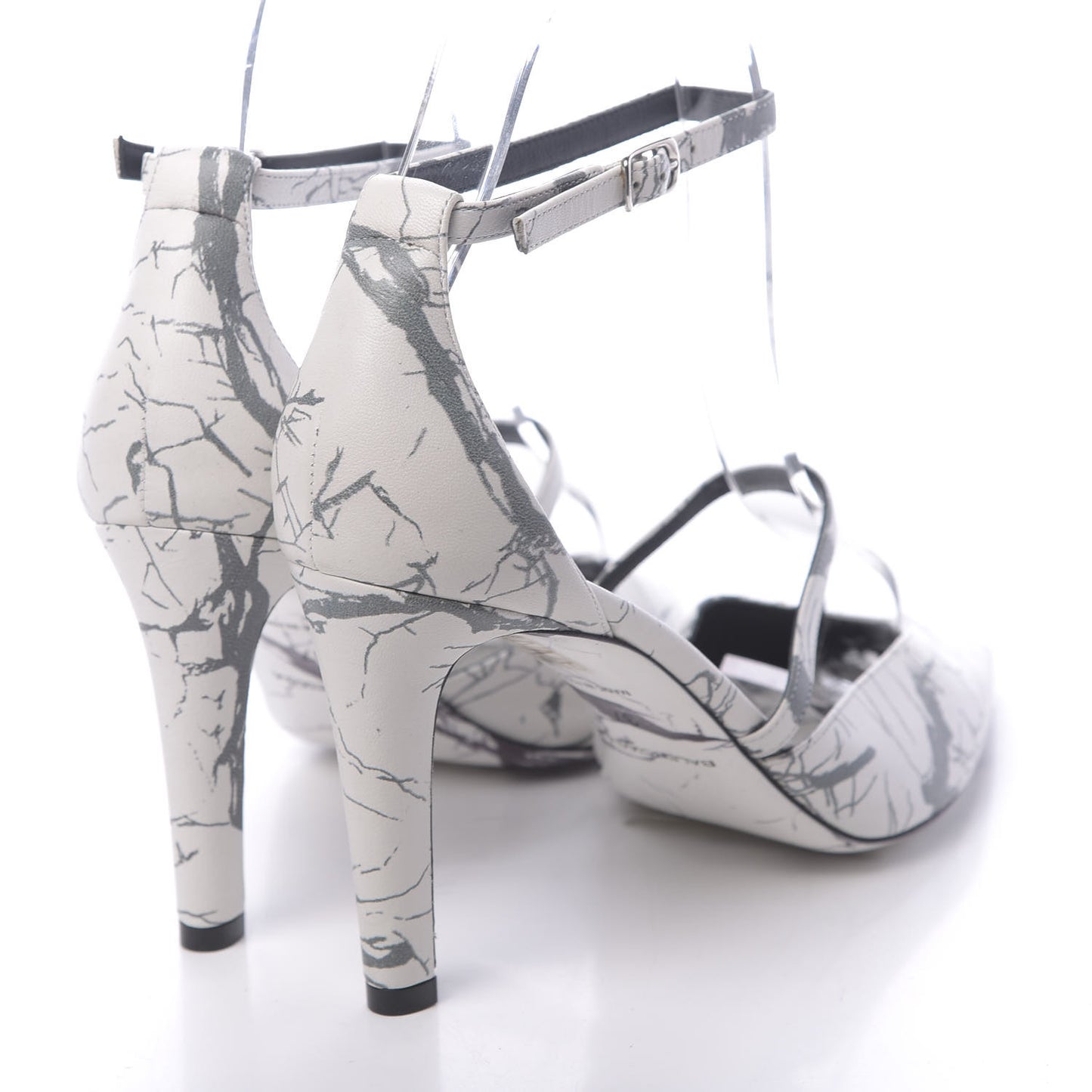 Nappa Imprime Marble Ankle Strap Pump 37 Blanc
