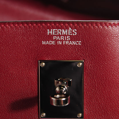 Hermes Veau Sikkim Kelly Relax 50 Rouge H 9 of 21