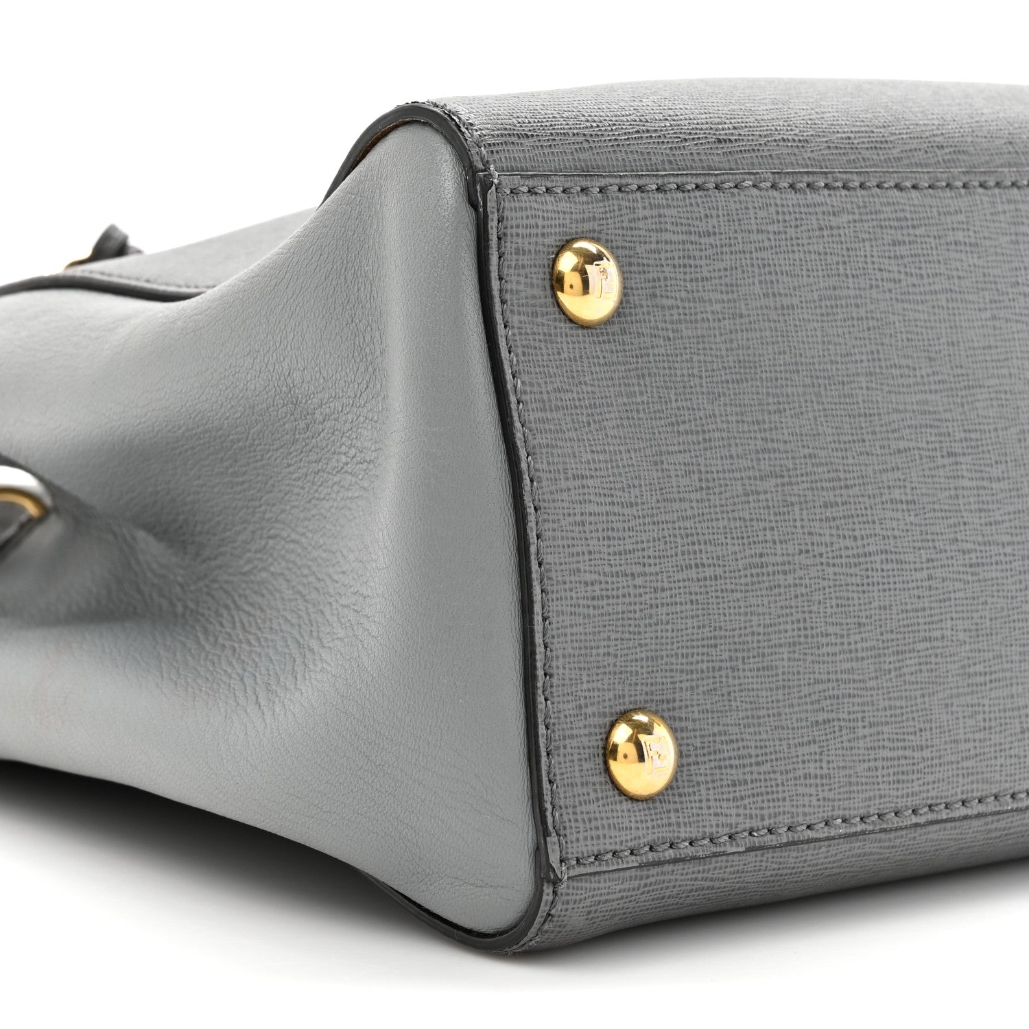 Fendi Vitello Elite Petite 2Jours Tote Grigio Grigio Chiaro 10 of 16