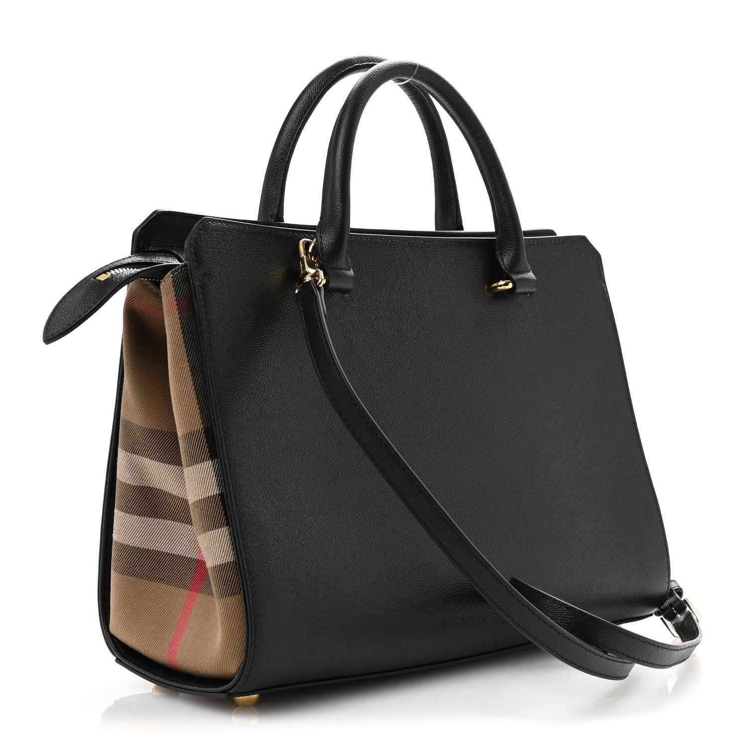 Burberry Calfskin Mega Check Small Banwell Tote  Black 3 of 13