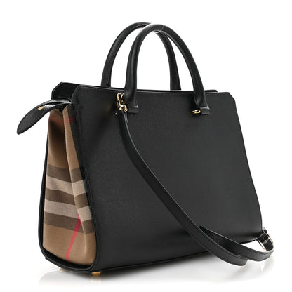 Burberry Calfskin Mega Check Small Banwell Tote  Black 3 of 13