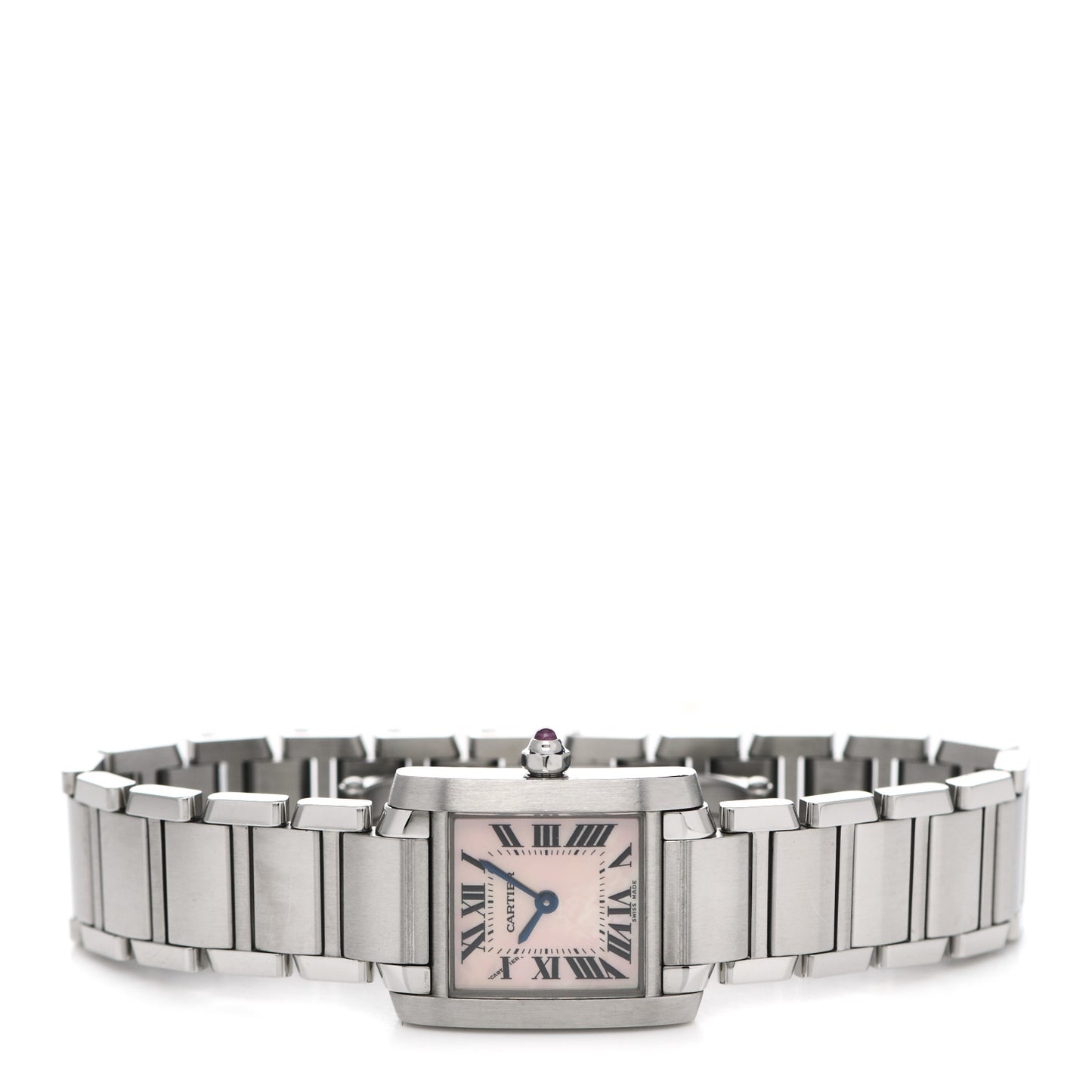 Stainless Steel Pink Mother of Pearl 20mm Tank Francaise Quartz Watch
