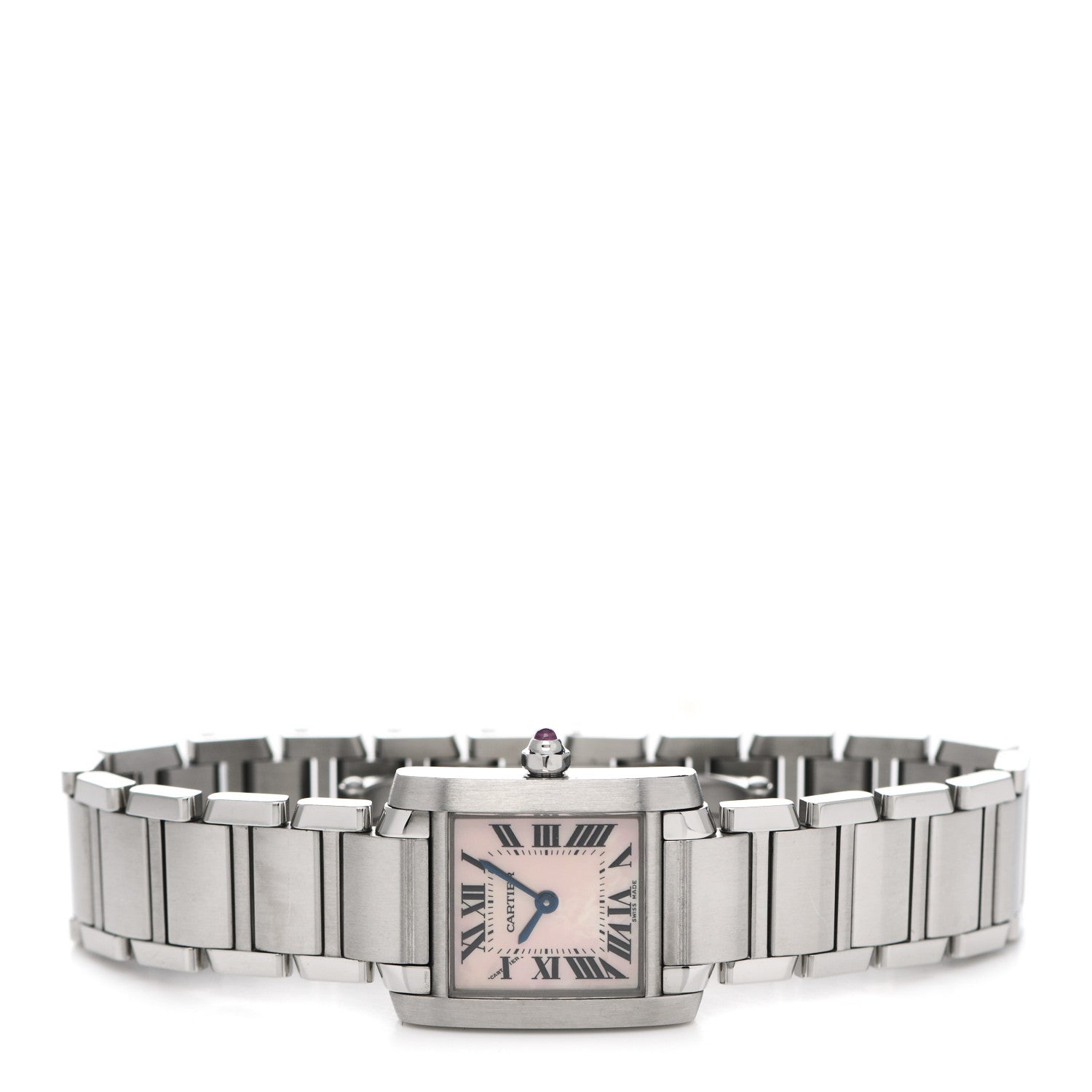 Cartier Stainless Steel Pink Mother of Pearl 20mm Tank Francaise Quartz Watch 2 of 5