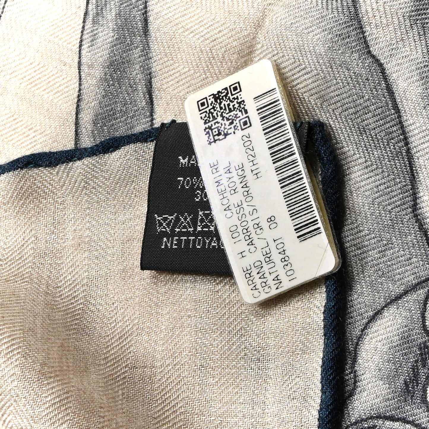 Cashmere Silk Grand Carrosse Royal Scarf 100 Naturel Gris Orange
