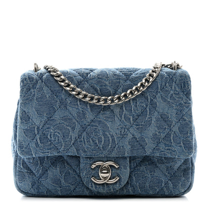 Chanel Denim Quilted Camellia Sweetheart Mini Flap Blue 1 of 10