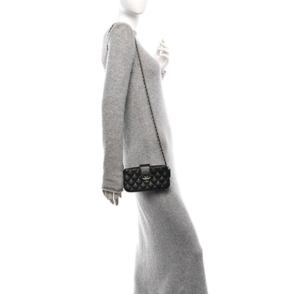 Chanel Grained Calfskin Quilted CC Box Clutch With Chain  Black 2 of 12