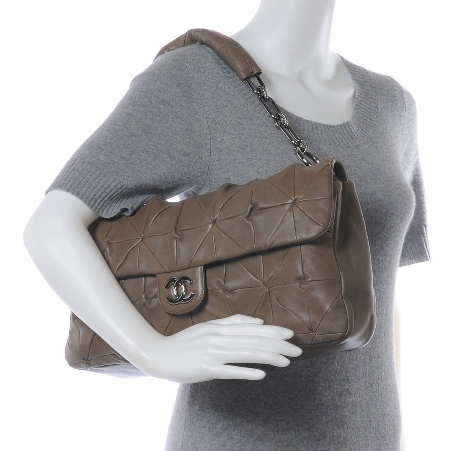 Chanel Lambskin Quilted Jumbo Origami Flap Taupe 2 of 7