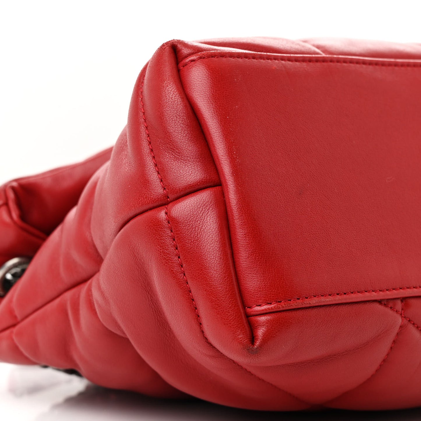 Lambskin Quilted Small Loulou Puffer Monogram Chain Satchel Red