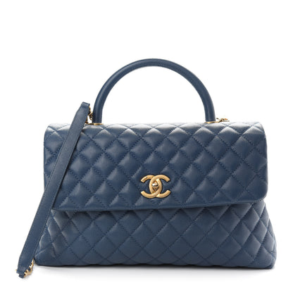 Chanel Caviar Quilted Medium Coco Handle Flap Blue 1 of 9