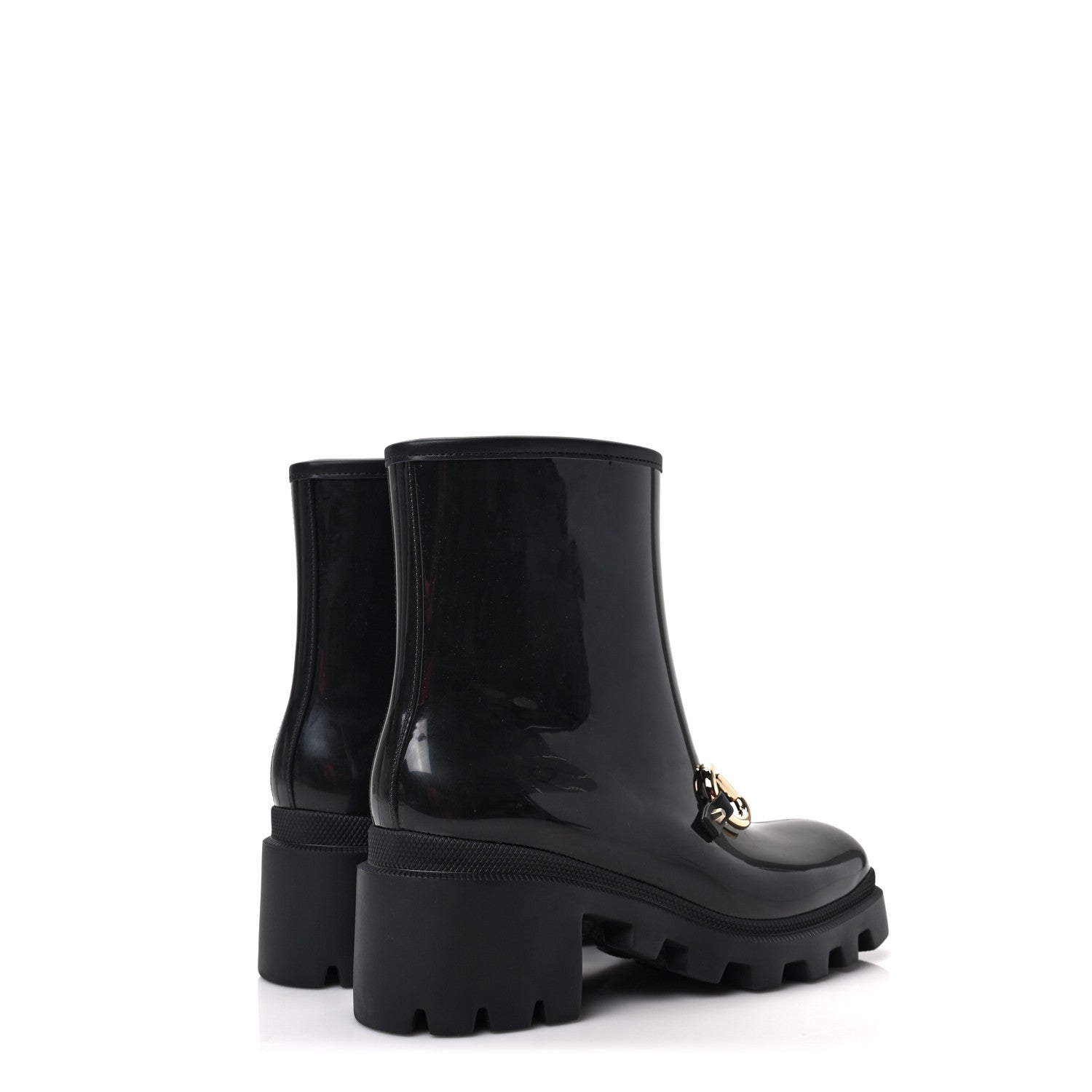 Gucci Rubber Womens Horsebit Ankle Boots 38 Black 4 of 8