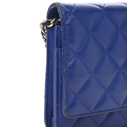 Chanel Lambskin Quilted Wallet On Chain WOC Dark Blue 14 of 18