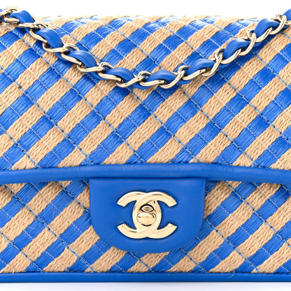 Chanel Raffia Jute Striped Small Urban Jungle Single Flap Blue 9 of 11