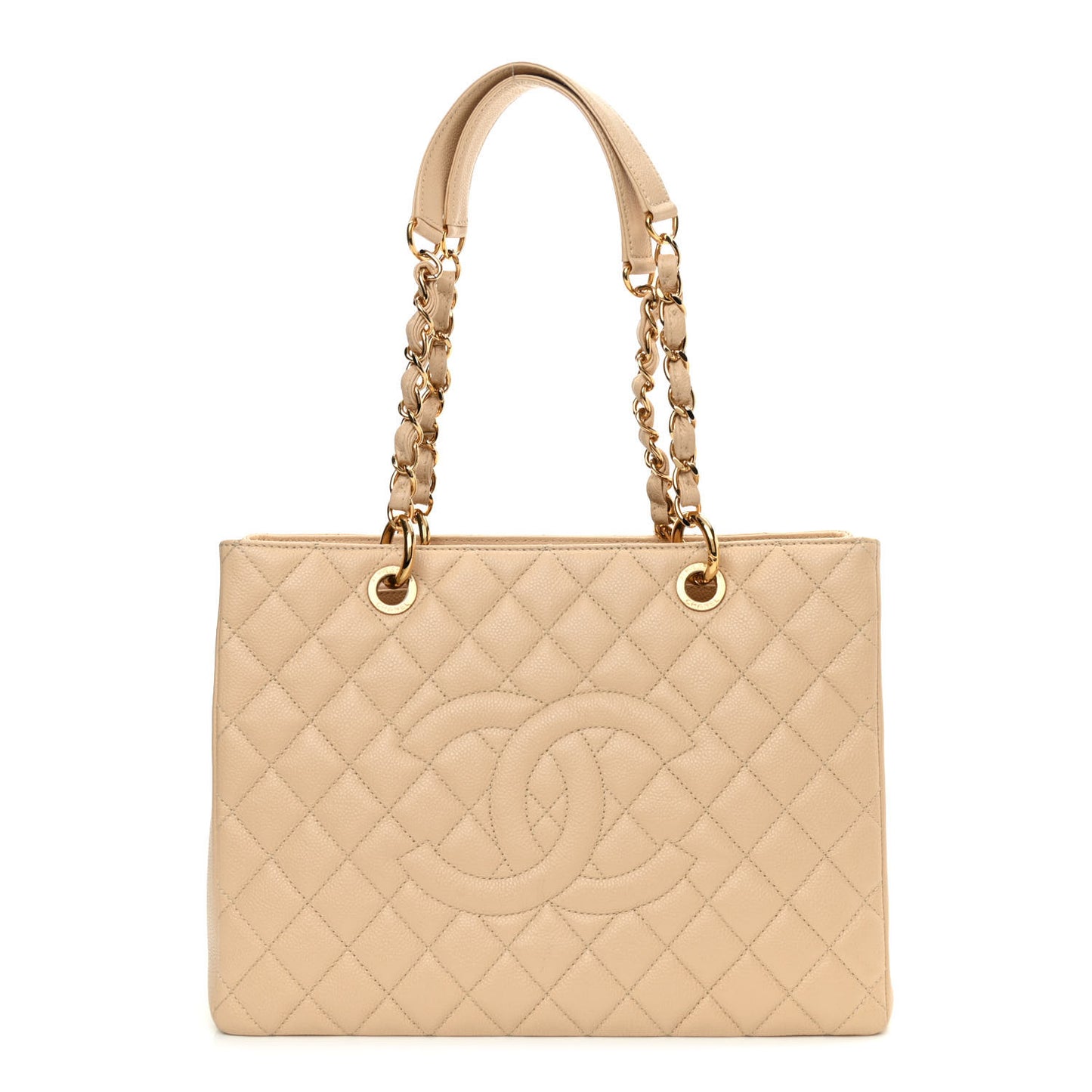 Caviar Quilted Grand Shopping Tote GST Beige Clair