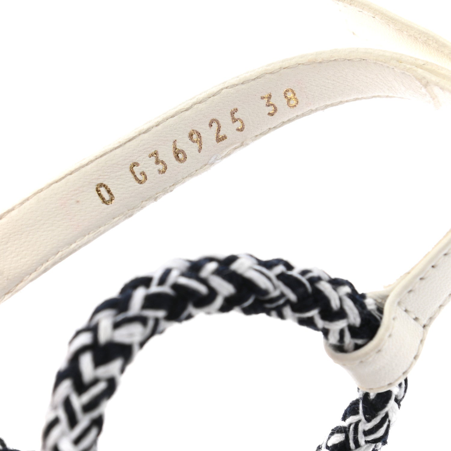 Chanel Lambskin Cord Chain CC Sandals 38 Black White 8 of 8