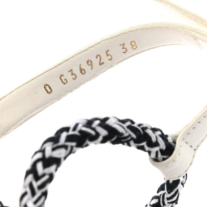 Chanel Lambskin Cord Chain CC Sandals 38 Black White 8 of 8