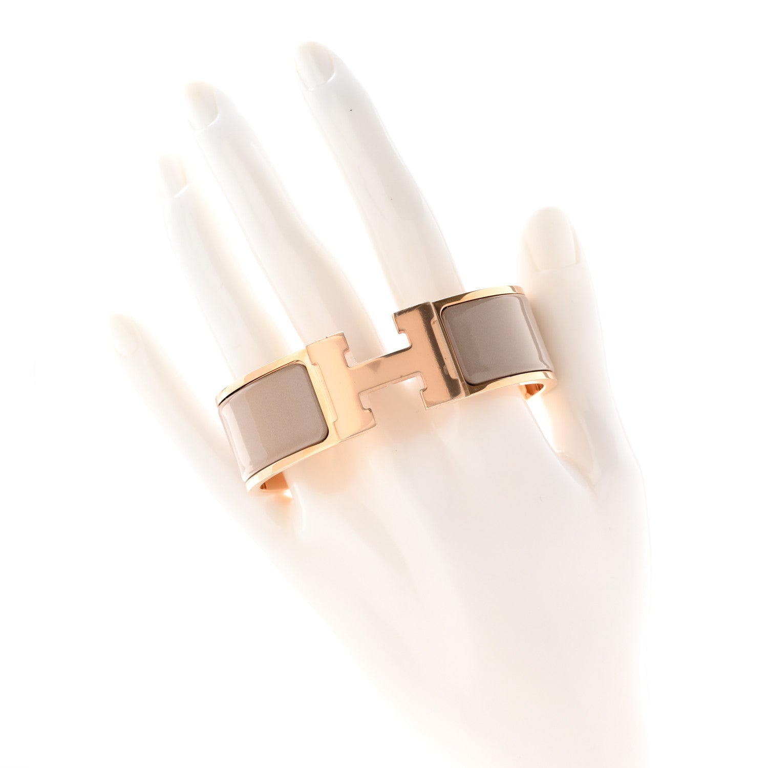 Hermes Enamel Wide Clic Clac H Bracelet GM Marron Glace 2 of 6