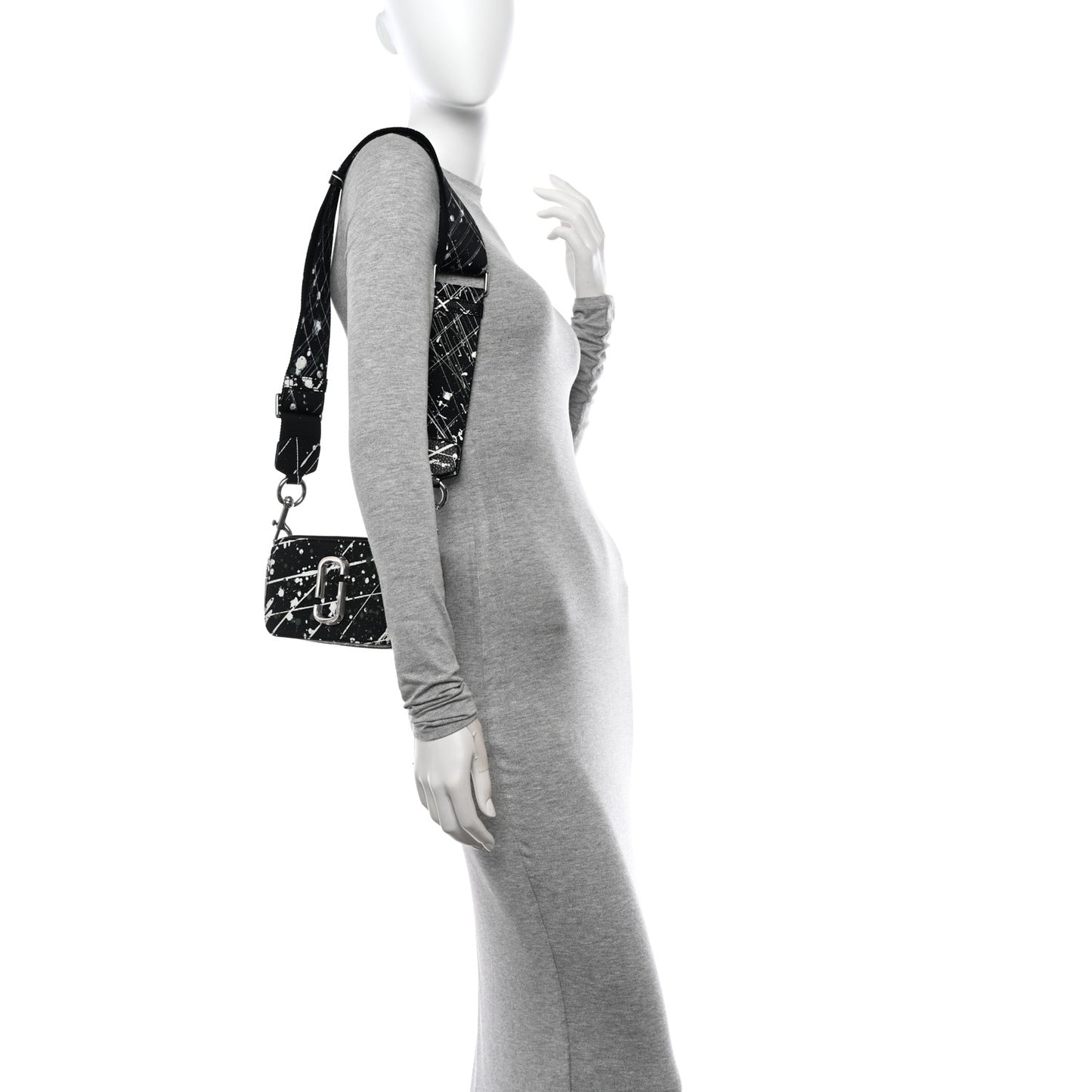 Calfskin Paint Splatter Small Snapshot Camera Bag Black Multi