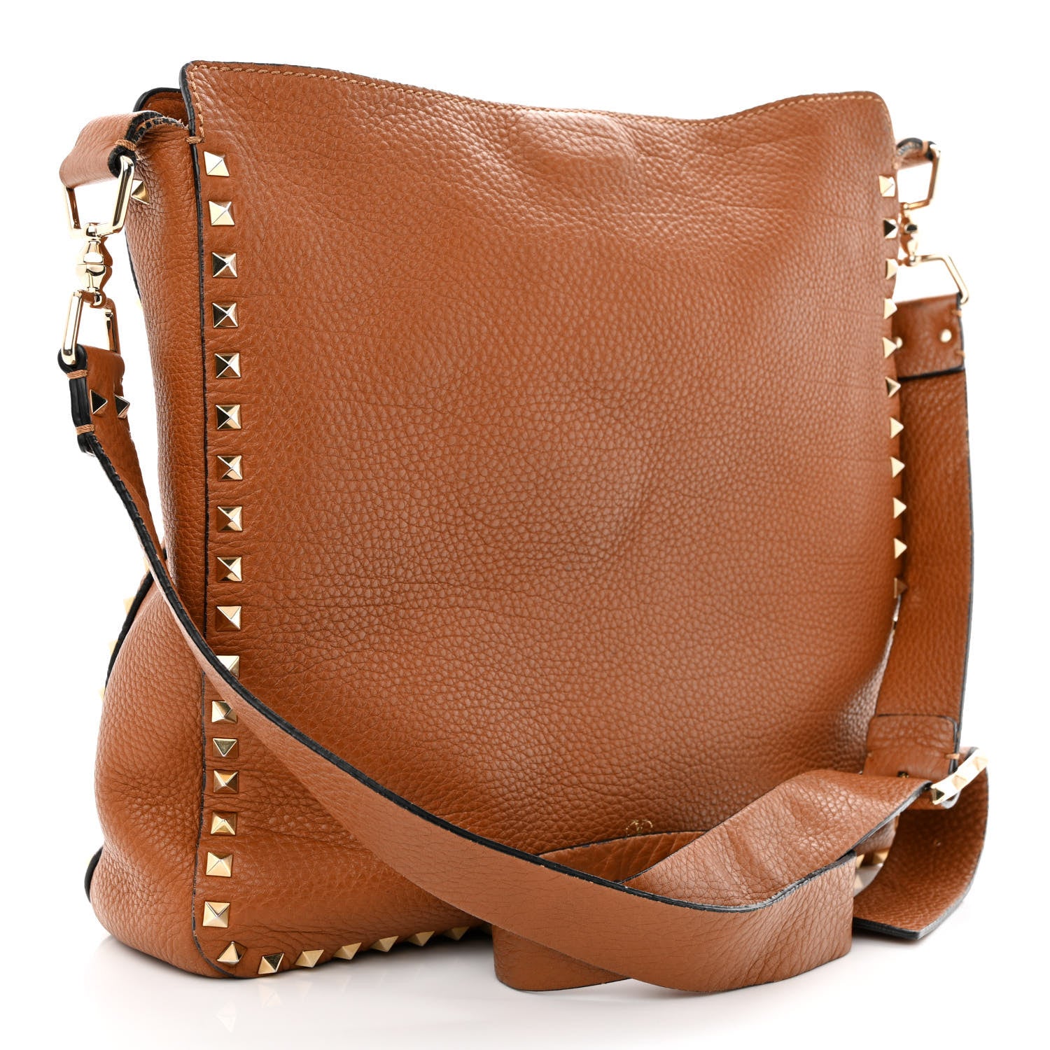 Valentino Garavani Pebbled Calfskin Large Rockstud Flip-Lock Messenger Bag Light Cuir 3 of 17