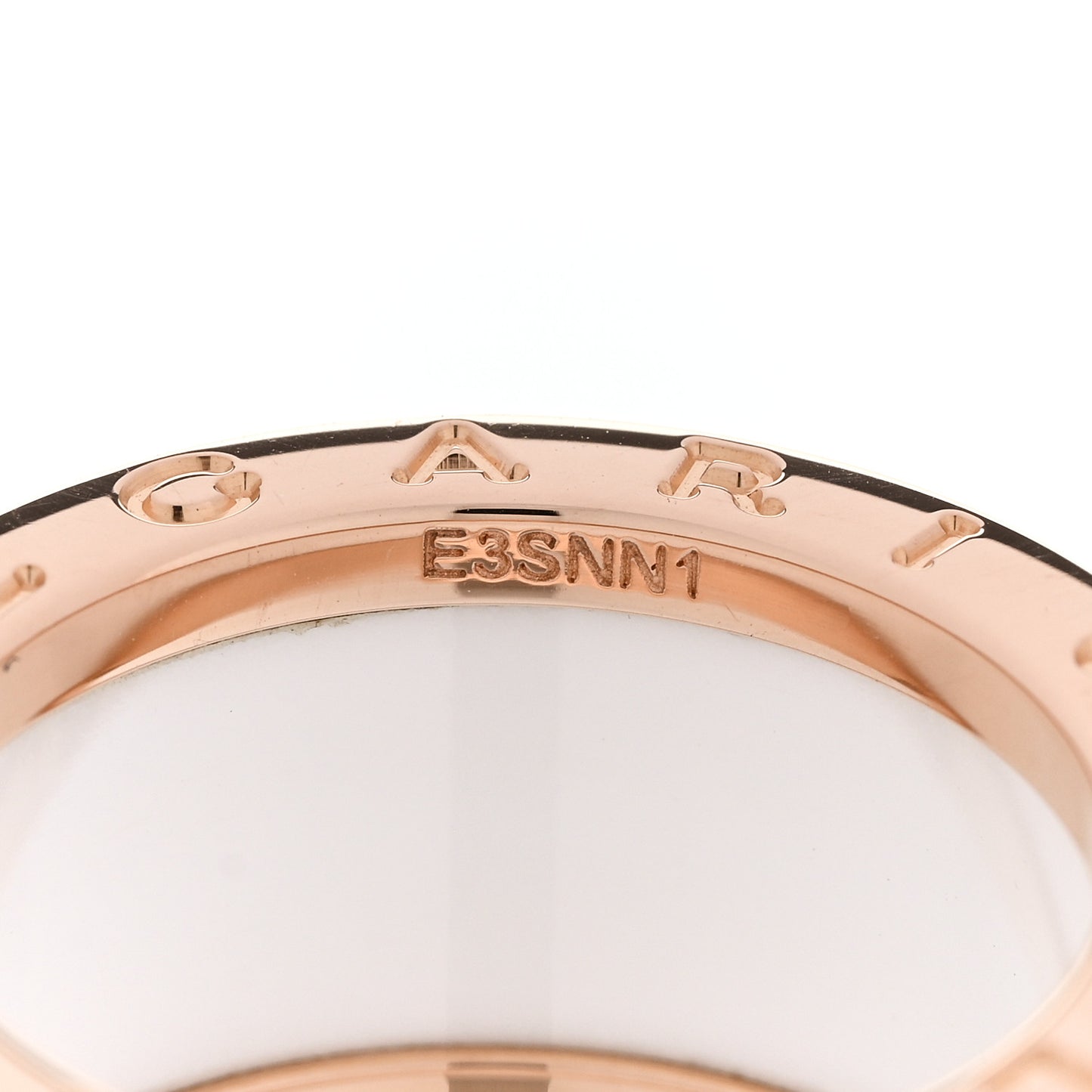 18K Rose Gold White Ceramic Diamond B.Zero1 Four-Band Ring 54 6.75