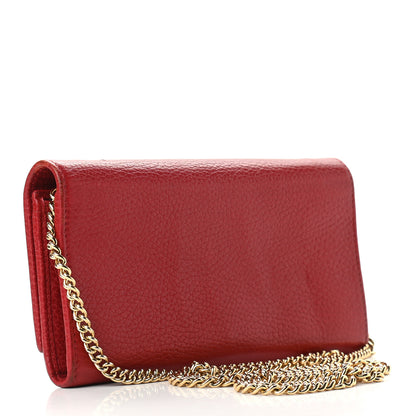 Gucci Dollar Calfskin Petite GG Marmont Wallet Chain Bag Hibiscus Red 3 of 9
