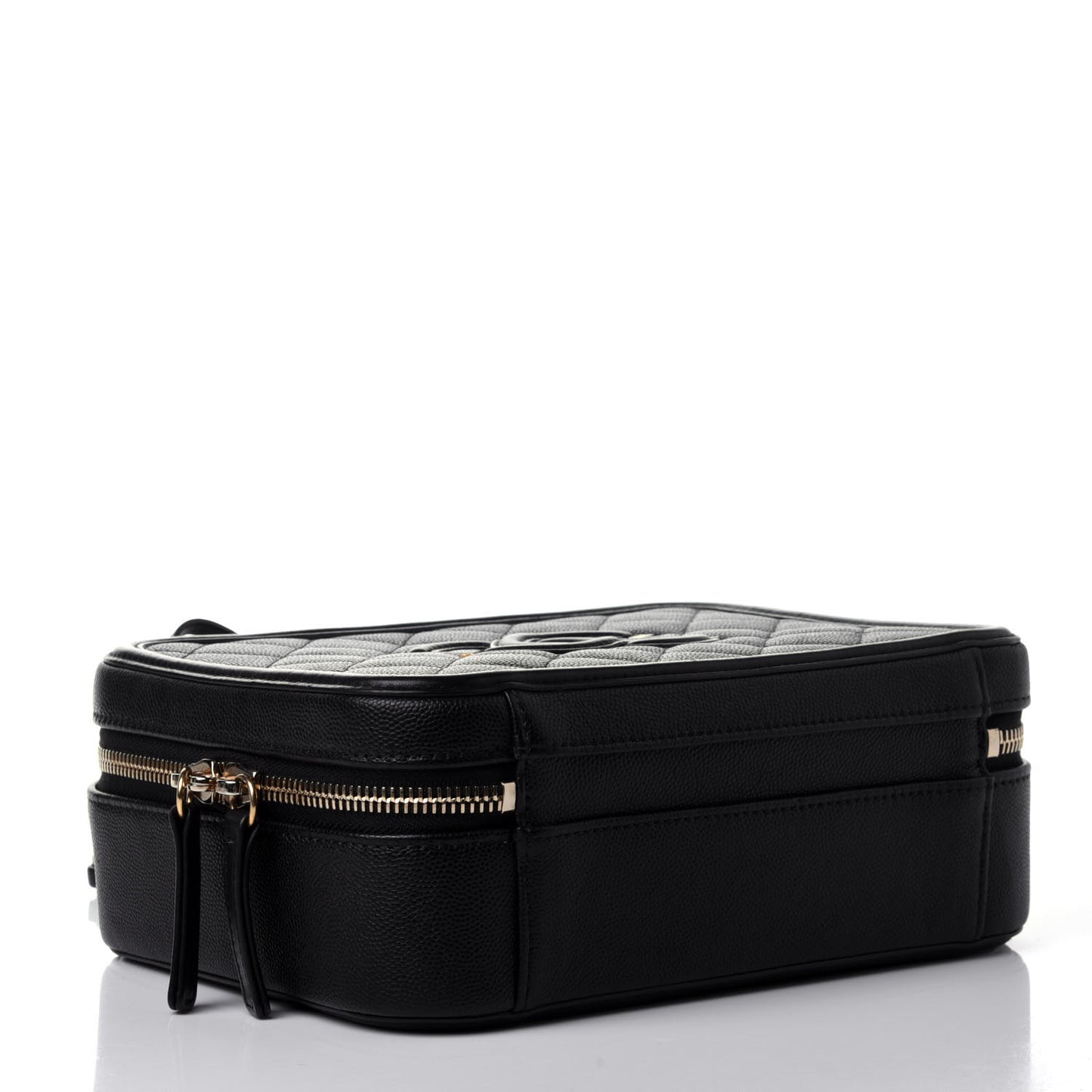 Caviar Quilted Medium CC Filigree Vanity Case Black