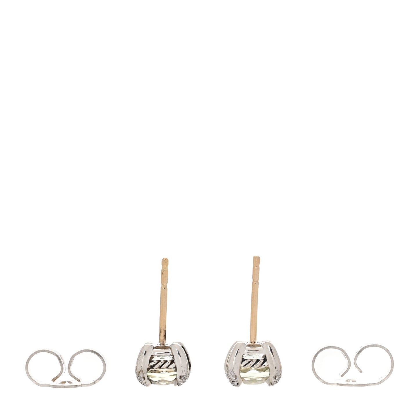 Sterling Silver Diamond Prasiolite 6mm Chatelaine Earrings