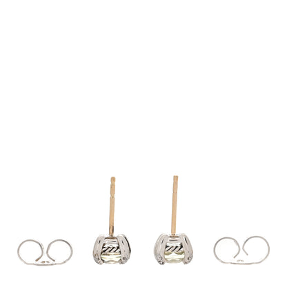 David Yurman Sterling Silver Diamond Prasiolite 6mm Chatelaine Earrings 3 of 4