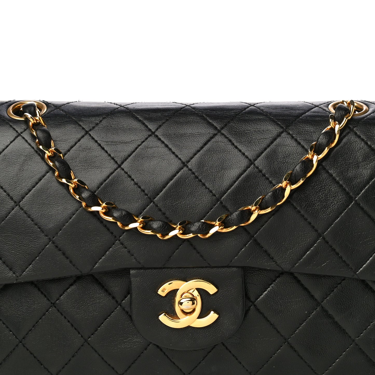 Lambskin Quilted Small Double Flap Black