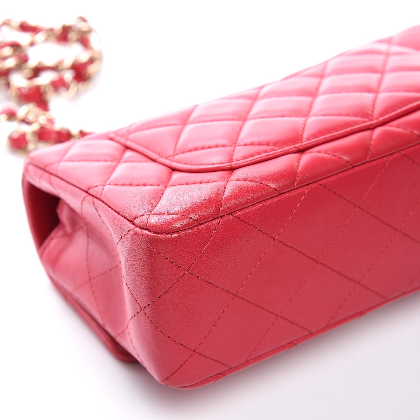 Lambskin Quilted Mini Rectangular Flap Dark Pink