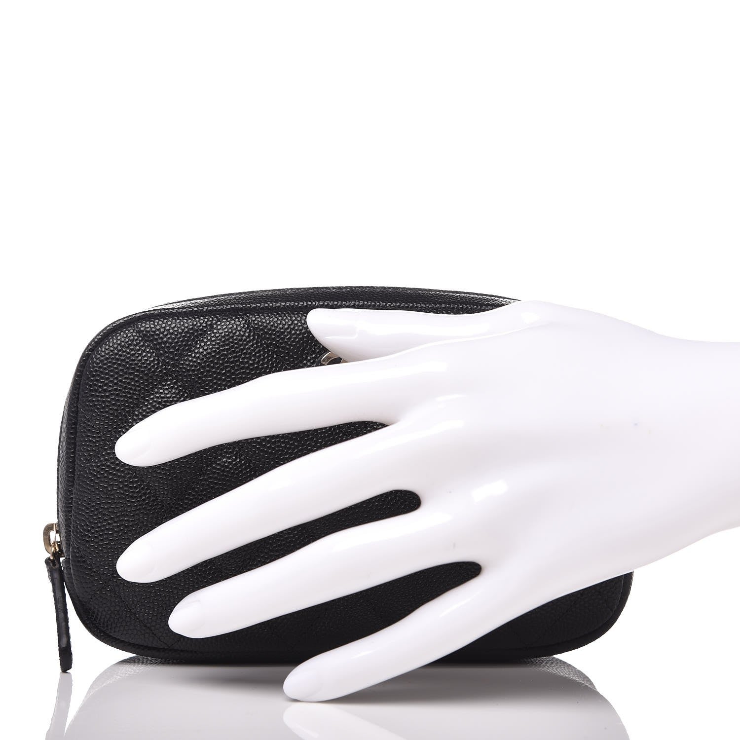 Chanel Caviar Quilted Small Curvy Pouch Cosmetic Case Black 2 of 8